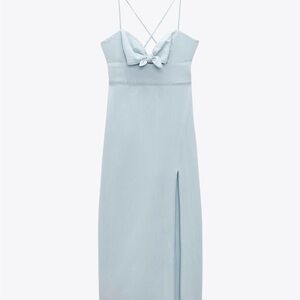 Elegant Light Blue Spaghetti Strap Dress